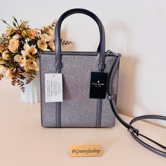 Kate Spade Purse Kenzie Glitter Small Tote Candied Flower - Picture 5 of 10